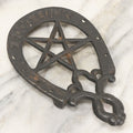 Lot 030 - Vintage Cast Iron Trivet With Pentagram Design And "Good Luck" Inscription