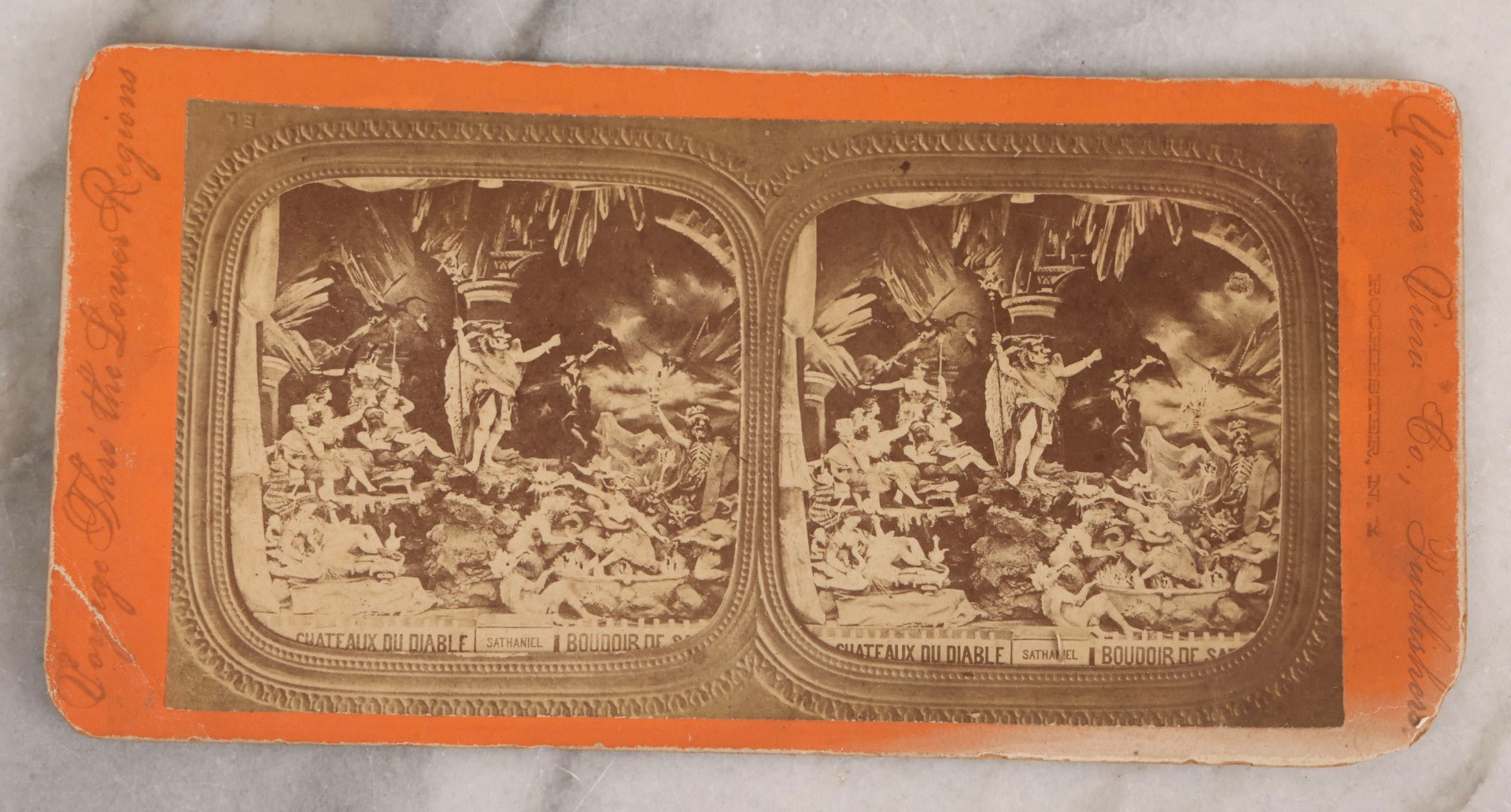Lot 033 - Antique French Diablerie Stereoview Card “Châteaux Du Diable” (“Castles Of The Devil”), Voyage Through The Lower Regions Series, Union View Co., Rochester, New York, 19th Century Reprint