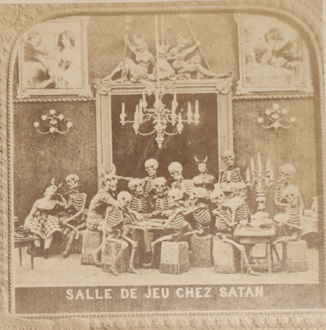 Lot 034 - Antique French Diablerie Stereoview Card “Salle De Jeu Chez Satan” (“Gaming Room At Satan's House”), Voyage Through The Lower Regions Series, 19th Century Reprint