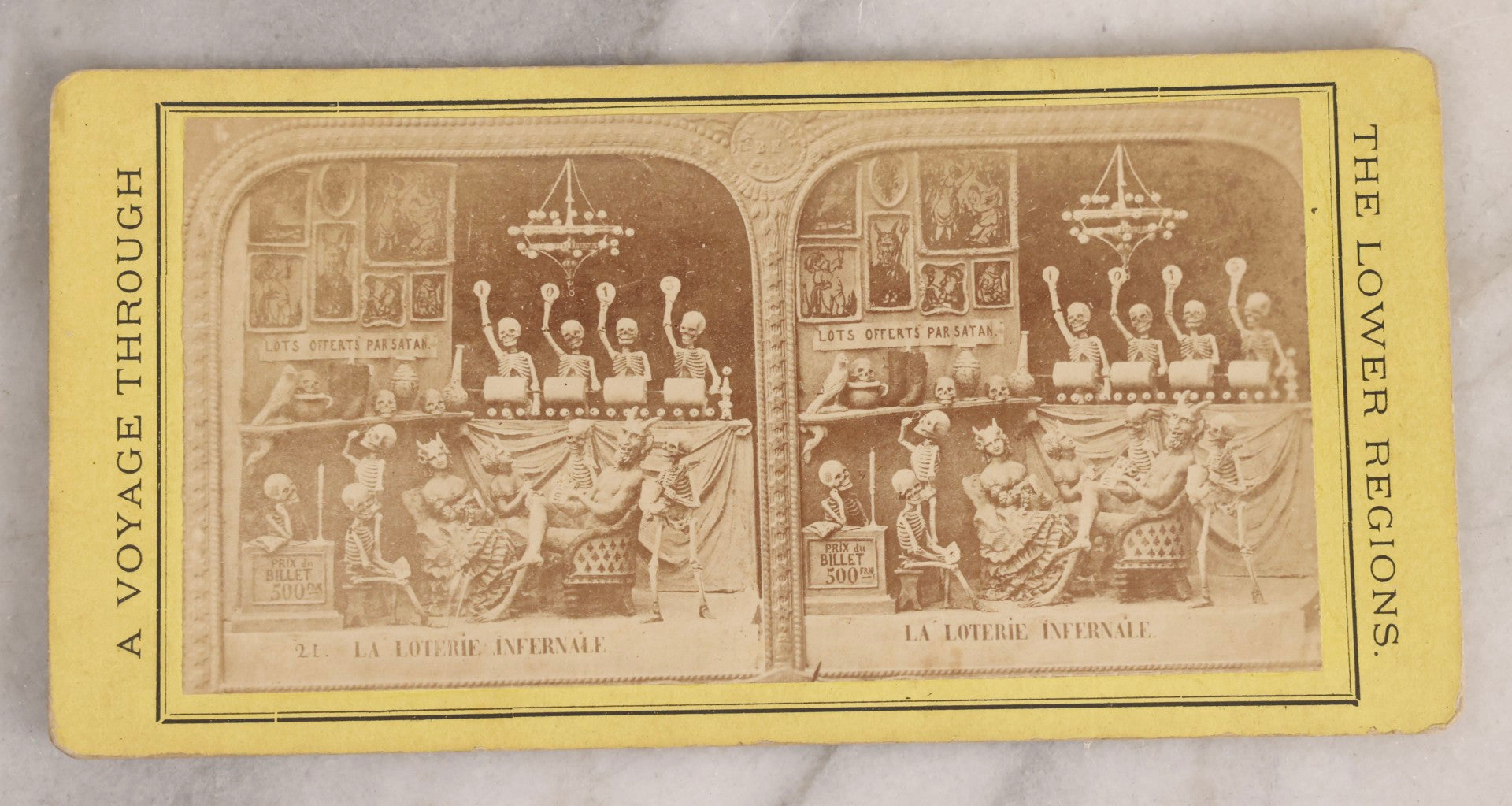 Lot 036 - Antique French Diablerie Stereoview Card “La Loterie Infernale” (“The Infernal Lottery”), Voyage Through The Lower Regions Series, 19th Century Reprint