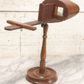 Lot 041 - Antique Wooden Stereoscopic Card Viewer On Turned Pedestal Stand, Complete With Viewing Hood And Card Holder