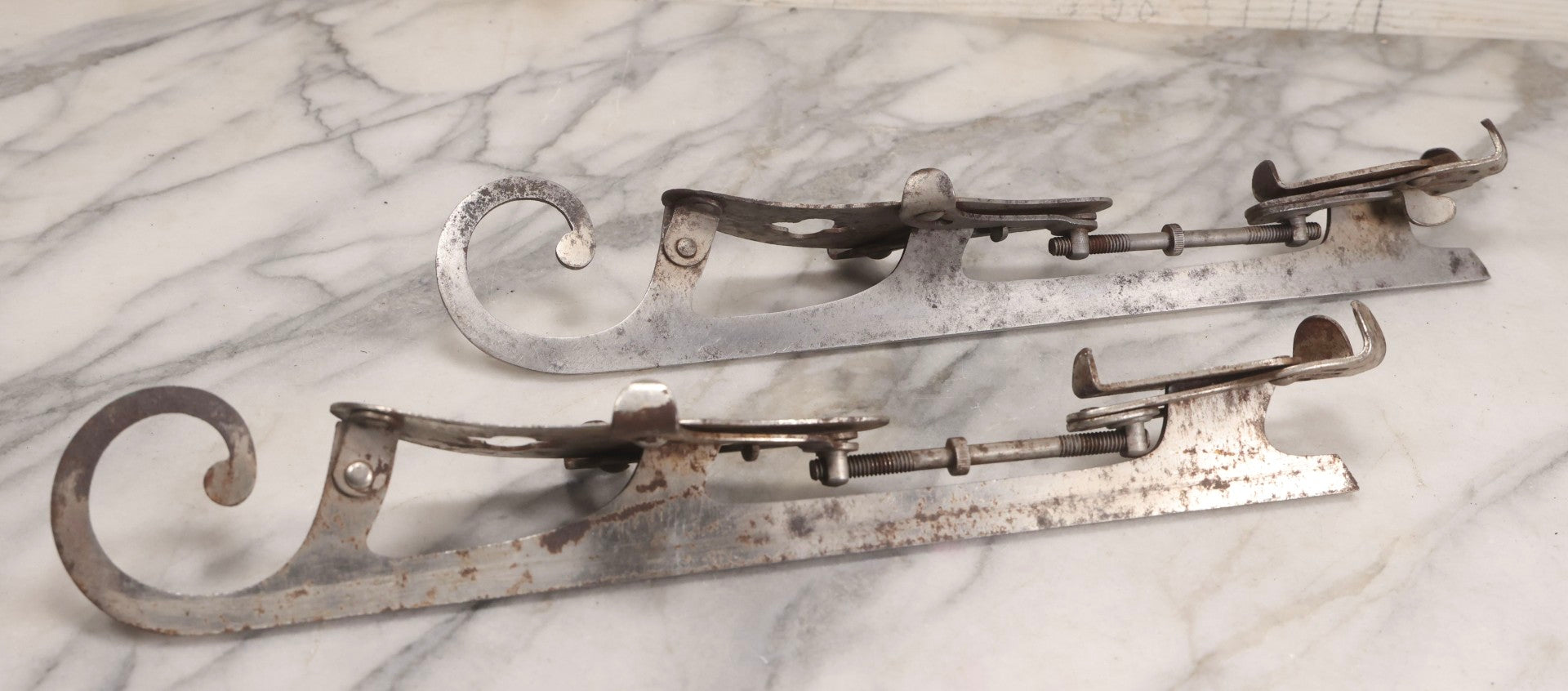 Lot 042 - Antique Samuel Winslow Cast Steel Ice Skates “Winslow's National Club,” Size 11-1/2, Worcester, Massachusetts