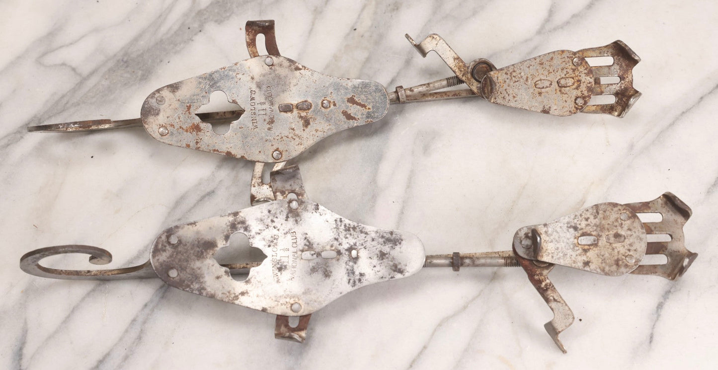 Lot 042 - Antique Samuel Winslow Cast Steel Ice Skates “Winslow's National Club,” Size 11-1/2, Worcester, Massachusetts
