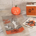 Lot 050 - Trio Of Vintage Halloween Items Including Gurley Jack O' Lantern Candle In Box, Trick-Or-Treat Bag, And Chazy Orchards Ghost Apple Bag