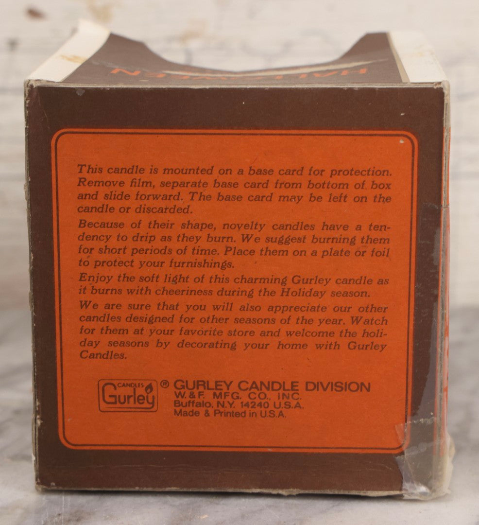 Lot 050 - Trio Of Vintage Halloween Items Including Gurley Jack O' Lantern Candle In Box, Trick-Or-Treat Bag, And Chazy Orchards Ghost Apple Bag