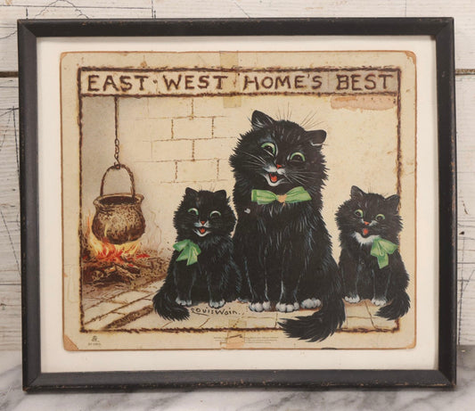Lot 063 - Antique Framed Chromolithograph Print “East West Home's Best” With Three Cats, After Louis Wain, Raphael Tuck & Sons No. 5560