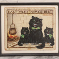 Lot 063 - Antique Framed Chromolithograph Print “East West Home's Best” With Three Cats, After Louis Wain, Raphael Tuck & Sons No. 5560, 12-1/8" x 10-3/8"