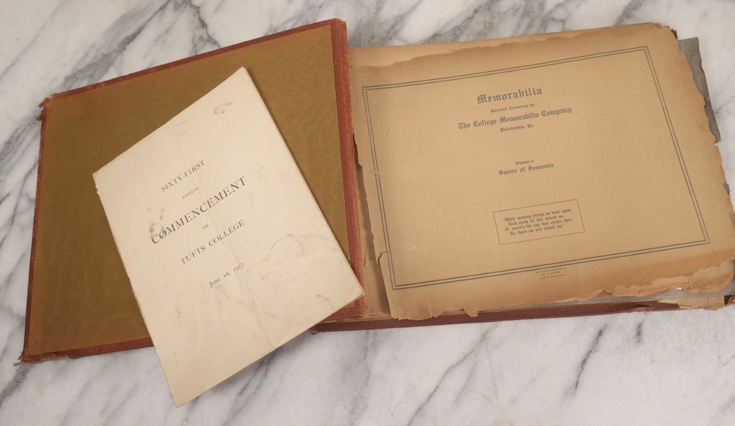 Lot 065 - Antique Tufts College Delta Tau Delta Fraternity Yearbook And Photo Album With 85+ Snapshot Photographs, Belonging To Daniel C. Cameron, Medford / Somerville, Massachusetts, 1917