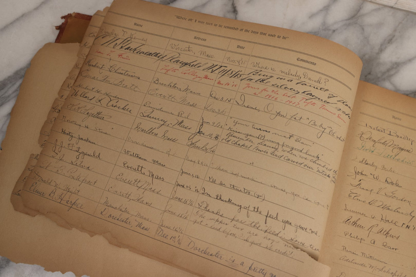 Lot 065 - Antique Tufts College Delta Tau Delta Fraternity Yearbook And Photo Album With 85+ Snapshot Photographs, Belonging To Daniel C. Cameron, Medford / Somerville, Massachusetts, 1917