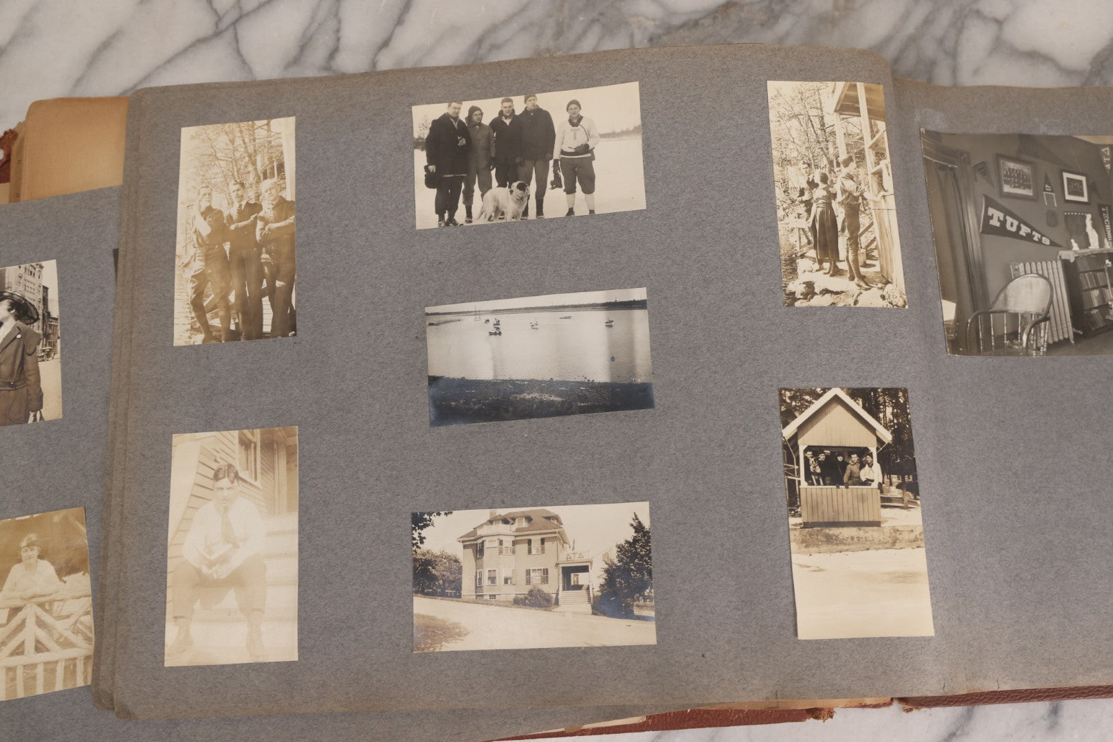 Lot 065 - Antique Tufts College Delta Tau Delta Fraternity Yearbook And Photo Album With 85+ Snapshot Photographs, Belonging To Daniel C. Cameron, Medford / Somerville, Massachusetts, 1917