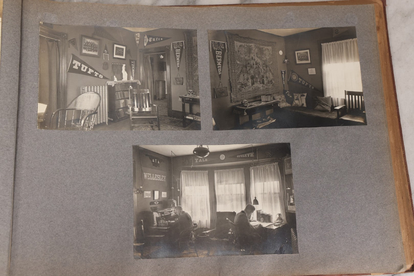 Lot 065 - Antique Tufts College Delta Tau Delta Fraternity Yearbook And Photo Album With 85+ Snapshot Photographs, Belonging To Daniel C. Cameron, Medford / Somerville, Massachusetts, 1917