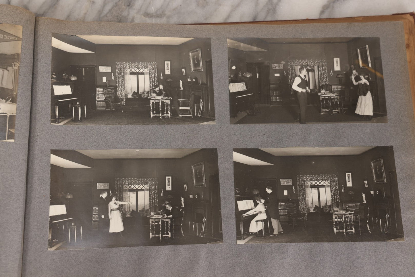 Lot 065 - Antique Tufts College Delta Tau Delta Fraternity Yearbook And Photo Album With 85+ Snapshot Photographs, Belonging To Daniel C. Cameron, Medford / Somerville, Massachusetts, 1917