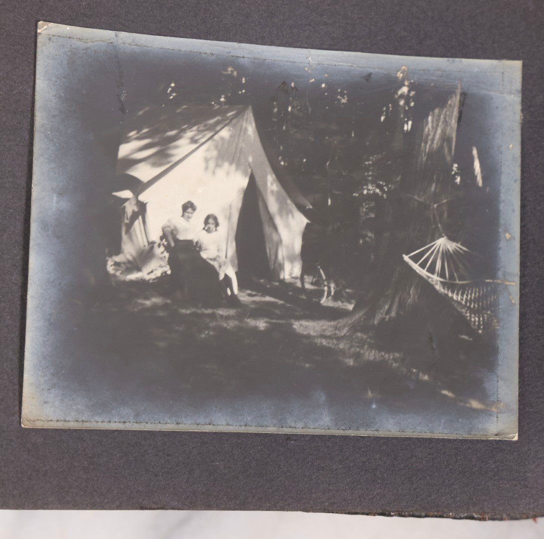 Lot 066 - Early 20th Century Snapshot Photo Album With 100+ Photographs, Camping, Travel, Dogs, Rural Life, And Outdoor Recreation, Circa 1910–1920