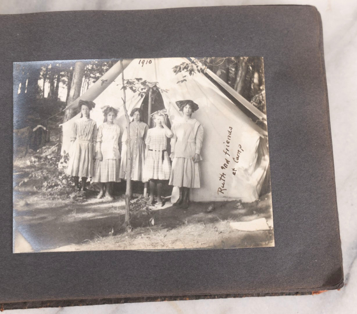 Lot 066 - Early 20th Century Snapshot Photo Album With 100+ Photographs, Camping, Travel, Dogs, Rural Life, And Outdoor Recreation, Circa 1910–1920