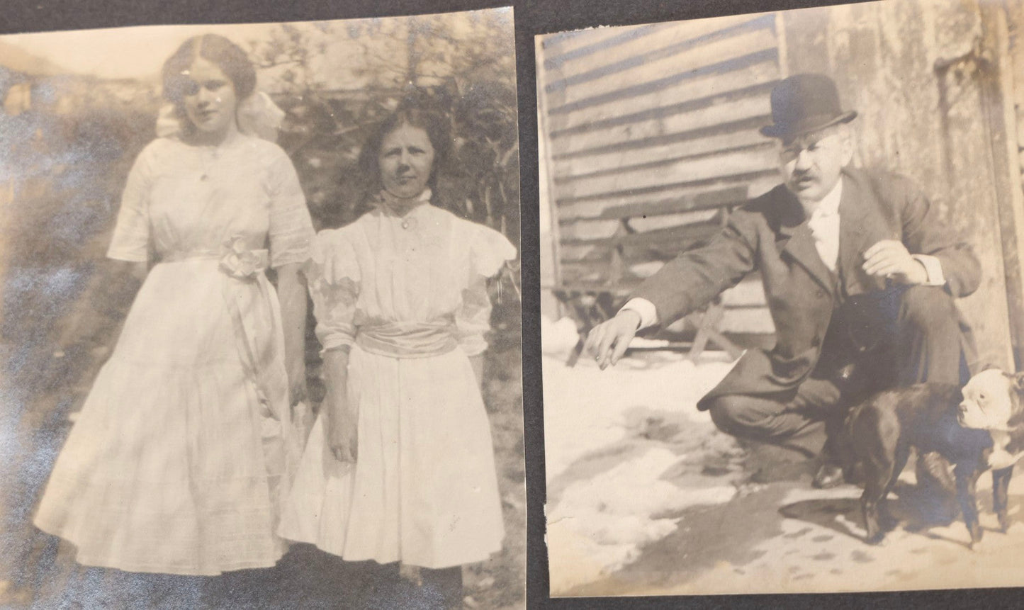 Lot 066 - Early 20th Century Snapshot Photo Album With 100+ Photographs, Camping, Travel, Dogs, Rural Life, And Outdoor Recreation, Circa 1910–1920