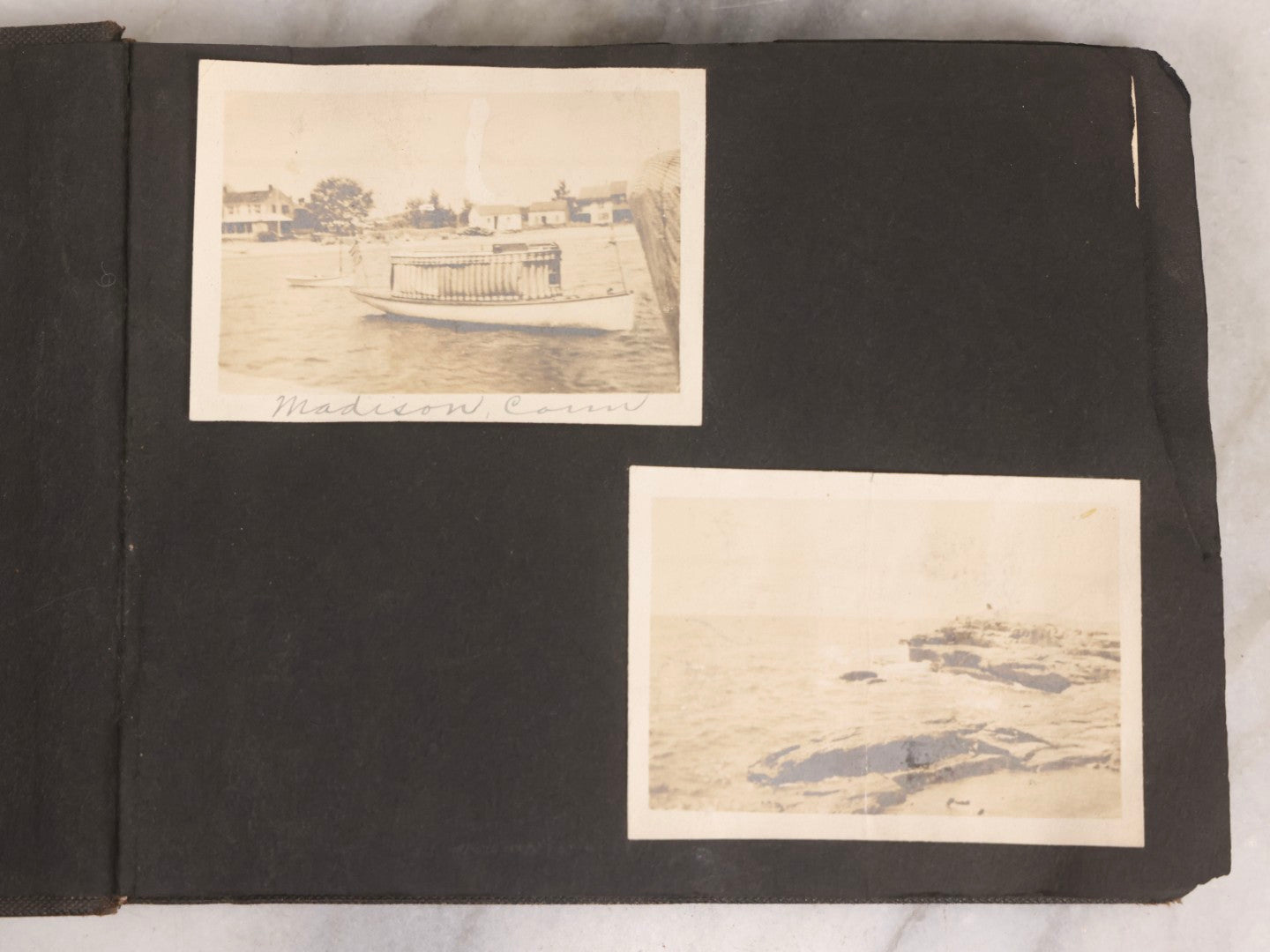 Lot 067 - Early 20th Century Snapshot Photo Album With 150+ Photographs, Connecticut And New England Travel, Horses, Dogs, And Coastal Scenes, Circa 1910–1920