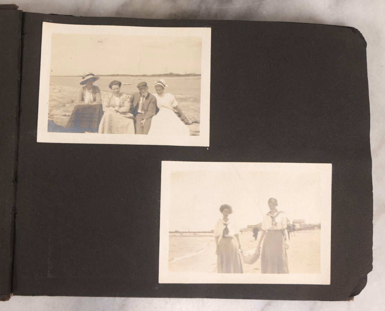 Lot 067 - Early 20th Century Snapshot Photo Album With 150+ Photographs, Connecticut And New England Travel, Horses, Dogs, And Coastal Scenes, Circa 1910–1920