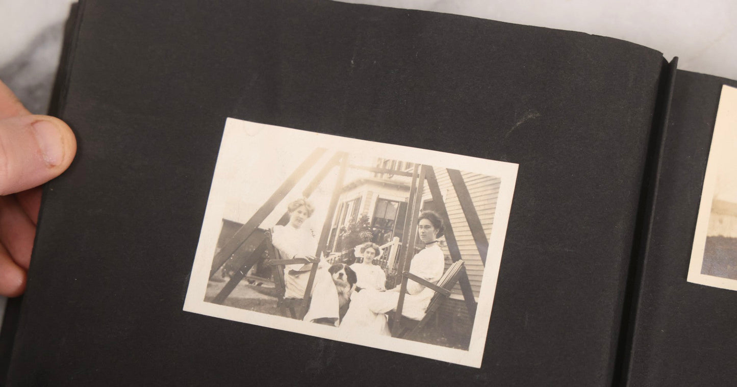 Lot 067 - Early 20th Century Snapshot Photo Album With 150+ Photographs, Connecticut And New England Travel, Horses, Dogs, And Coastal Scenes, Circa 1910–1920