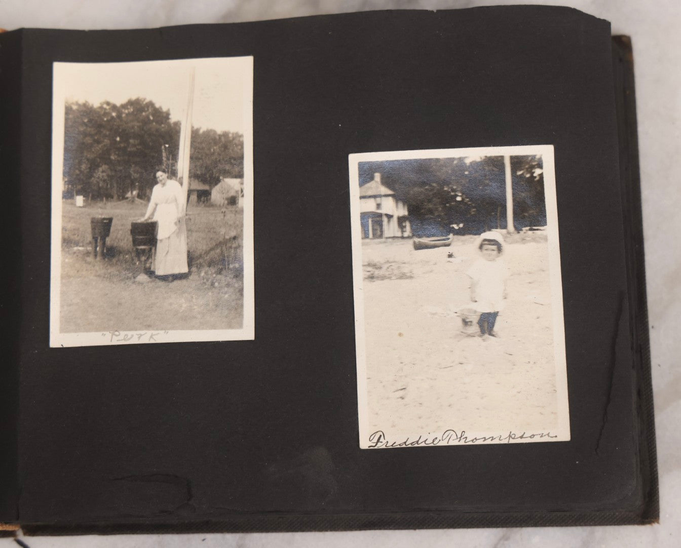 Lot 067 - Early 20th Century Snapshot Photo Album With 150+ Photographs, Connecticut And New England Travel, Horses, Dogs, And Coastal Scenes, Circa 1910–1920