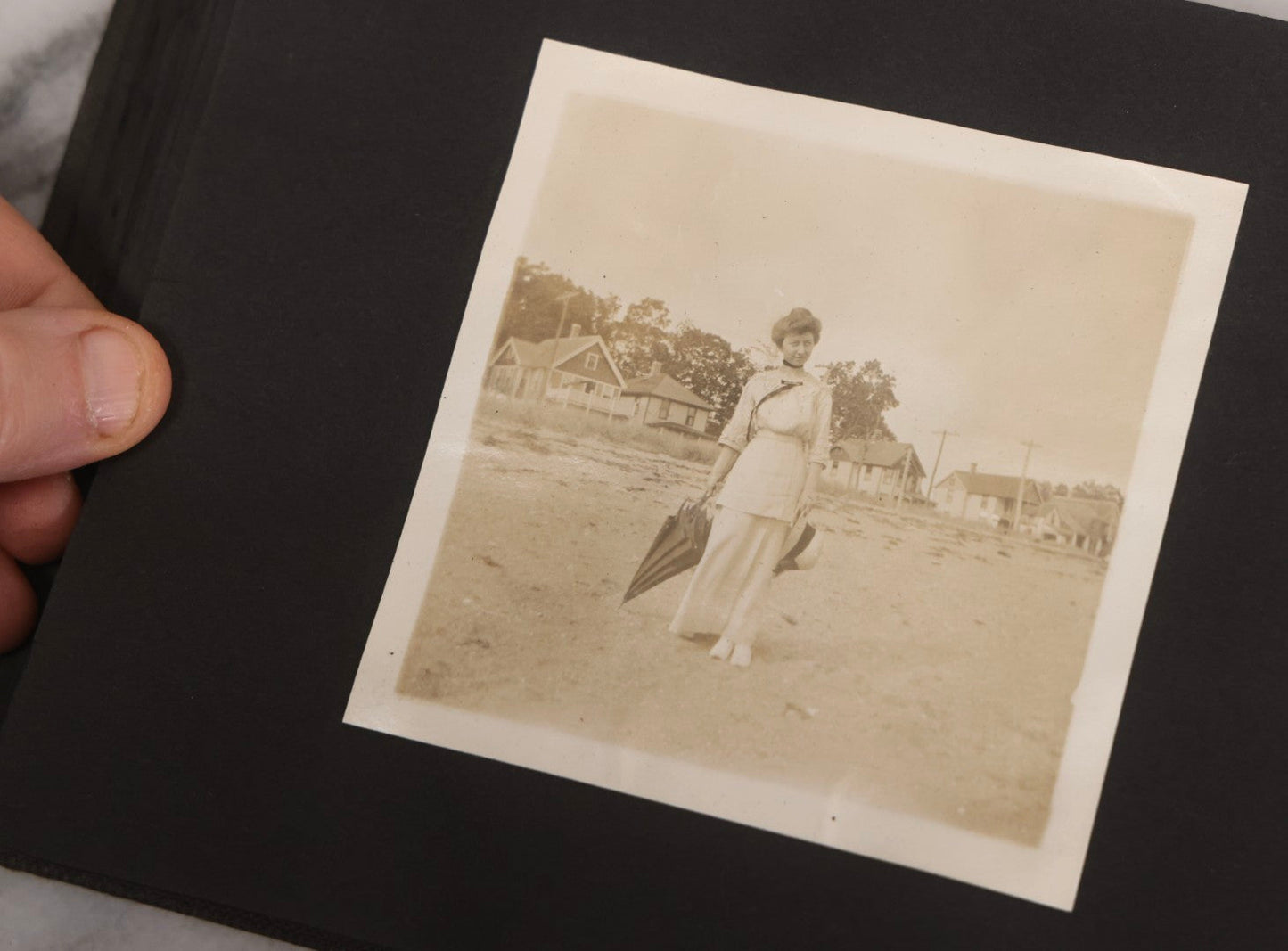 Lot 067 - Early 20th Century Snapshot Photo Album With 150+ Photographs, Connecticut And New England Travel, Horses, Dogs, And Coastal Scenes, Circa 1910–1920