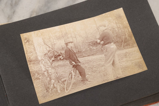 Lot 068 - Antique "Ward's Album For Unmounted Photographs" With 50+ Images Circa 1895-1910 Depicting Camping Trip With Campsite, Tent, Equipment, Lakes, Mountains, Canoes, Bicycle, Camera, And Piglets