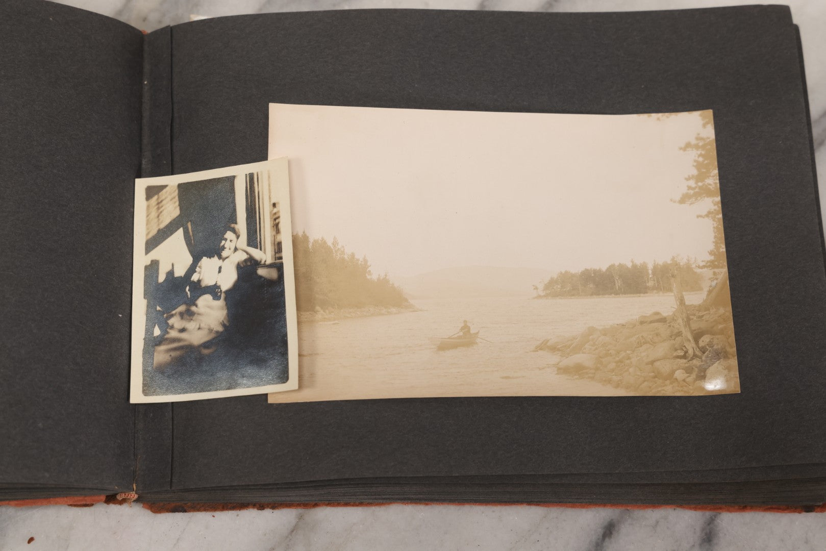 Lot 068 - Antique "Ward's Album For Unmounted Photographs" With 50+ Images Circa 1895-1910 Depicting Camping Trip With Campsite, Tent, Equipment, Lakes, Mountains, Canoes, Bicycle, Camera, And Piglets