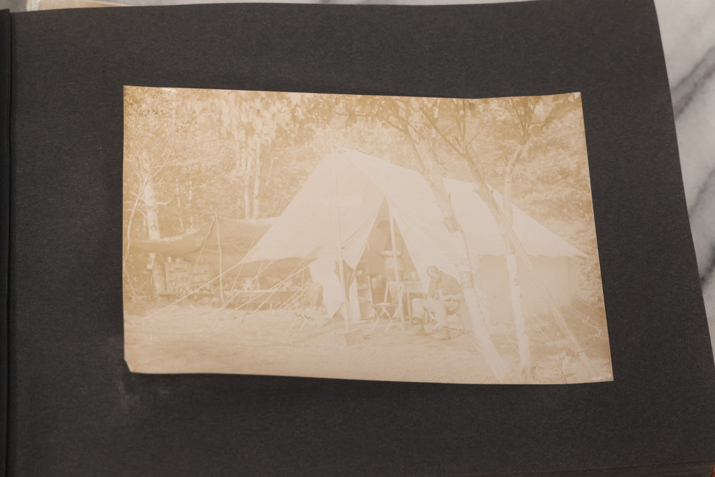 Lot 068 - Antique "Ward's Album For Unmounted Photographs" With 50+ Images Circa 1895-1910 Depicting Camping Trip With Campsite, Tent, Equipment, Lakes, Mountains, Canoes, Bicycle, Camera, And Piglets