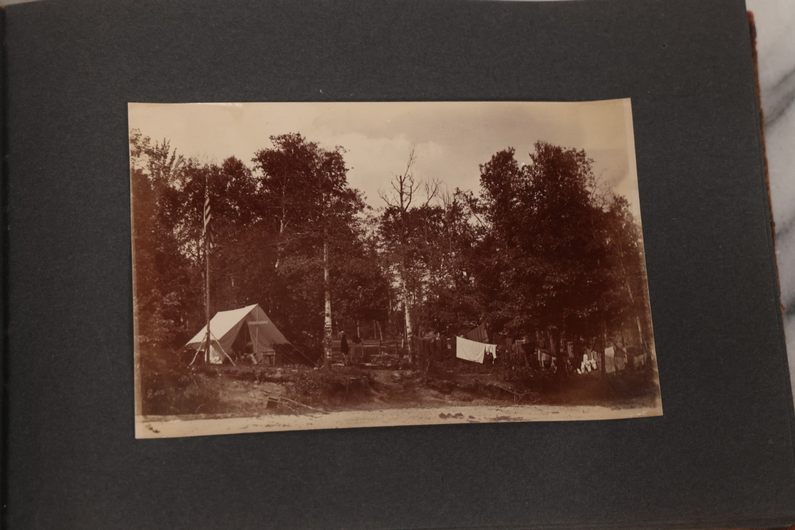 Lot 068 - Antique "Ward's Album For Unmounted Photographs" With 50+ Images Circa 1895-1910 Depicting Camping Trip With Campsite, Tent, Equipment, Lakes, Mountains, Canoes, Bicycle, Camera, And Piglets