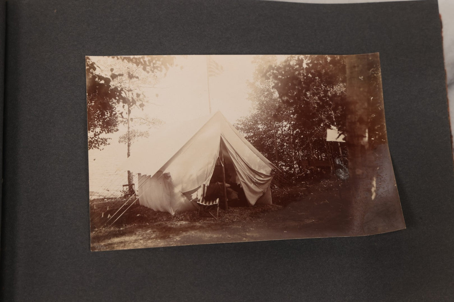 Lot 068 - Antique "Ward's Album For Unmounted Photographs" With 50+ Images Circa 1895-1910 Depicting Camping Trip With Campsite, Tent, Equipment, Lakes, Mountains, Canoes, Bicycle, Camera, And Piglets