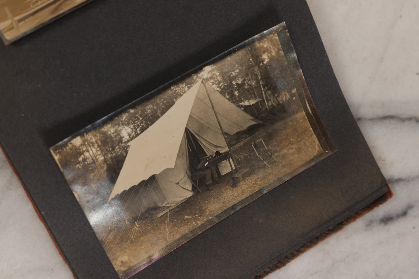 Lot 068 - Antique "Ward's Album For Unmounted Photographs" With 50+ Images Circa 1895-1910 Depicting Camping Trip With Campsite, Tent, Equipment, Lakes, Mountains, Canoes, Bicycle, Camera, And Piglets