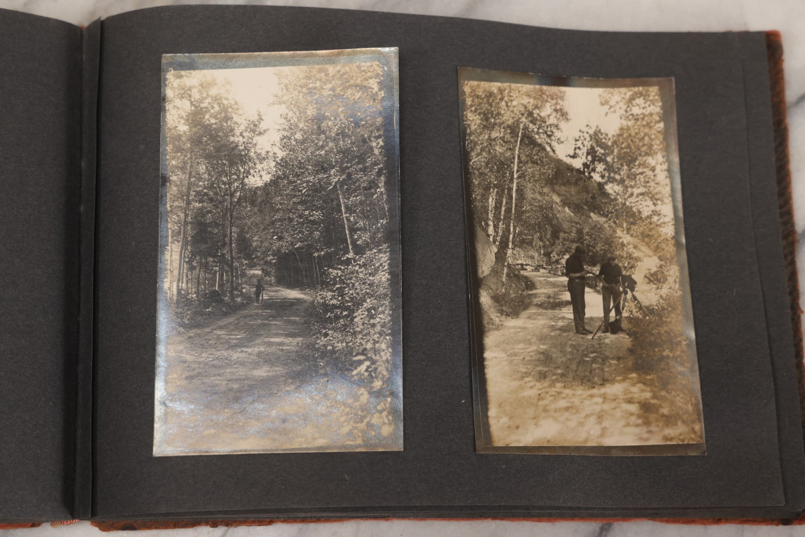 Lot 068 - Antique "Ward's Album For Unmounted Photographs" With 50+ Images Circa 1895-1910 Depicting Camping Trip With Campsite, Tent, Equipment, Lakes, Mountains, Canoes, Bicycle, Camera, And Piglets