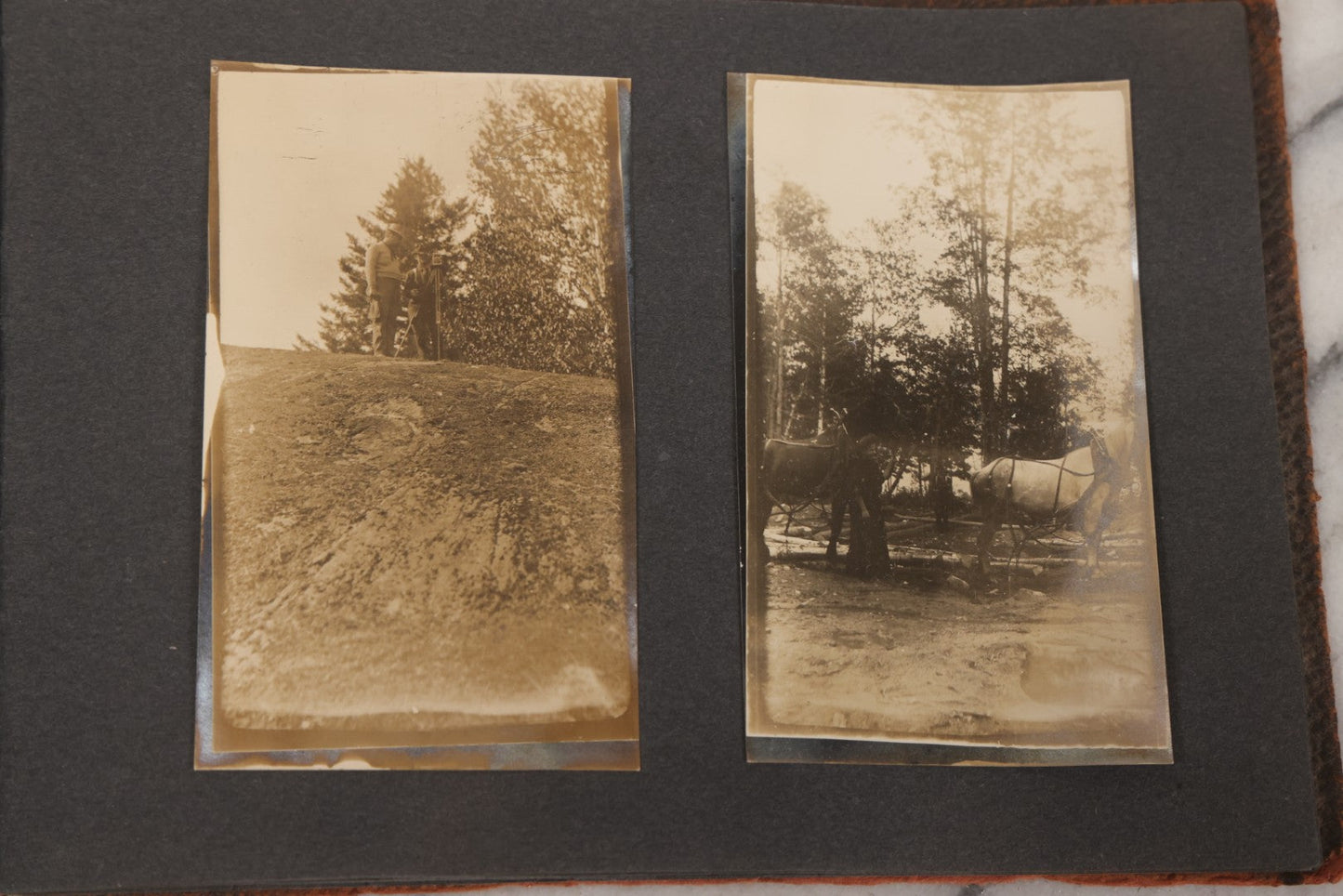 Lot 068 - Antique "Ward's Album For Unmounted Photographs" With 50+ Images Circa 1895-1910 Depicting Camping Trip With Campsite, Tent, Equipment, Lakes, Mountains, Canoes, Bicycle, Camera, And Piglets