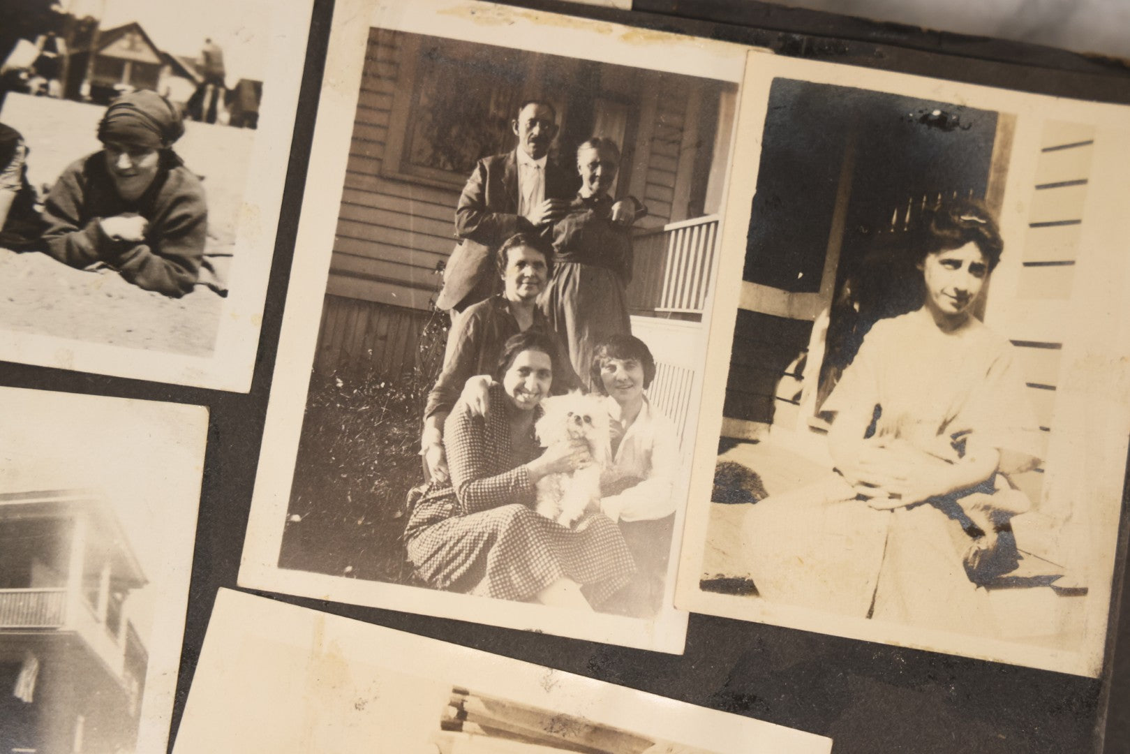 Lot 069 - Antique Snapshot Photograph Album With 100+ Images Circa 1920-1930 Including Beach Scenes In Period Swimwear, Cats And Kittens, Young Boy With American Flag, And Mechanic Working On Early Automobile