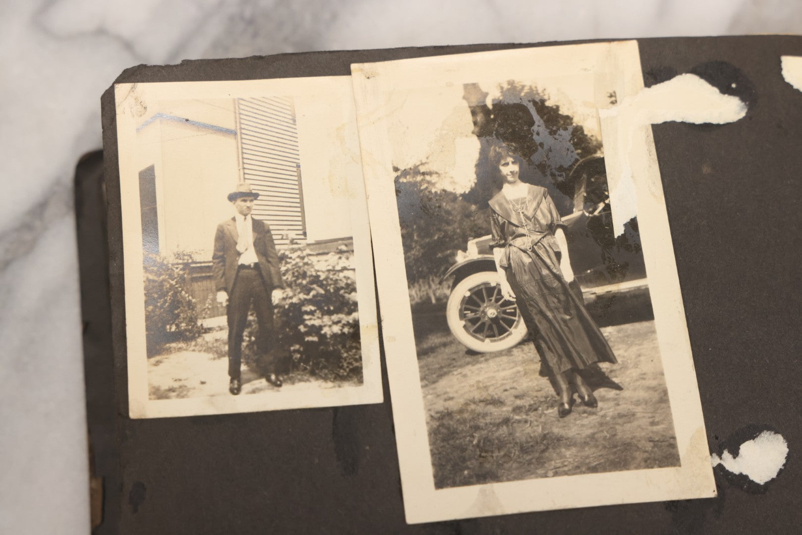 Lot 069 - Antique Snapshot Photograph Album With 100+ Images Circa 1920-1930 Including Beach Scenes In Period Swimwear, Cats And Kittens, Young Boy With American Flag, And Mechanic Working On Early Automobile