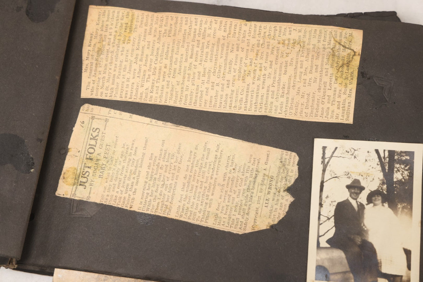 Lot 069 - Antique Snapshot Photograph Album With 100+ Images Circa 1920-1930 Including Beach Scenes In Period Swimwear, Cats And Kittens, Young Boy With American Flag, And Mechanic Working On Early Automobile