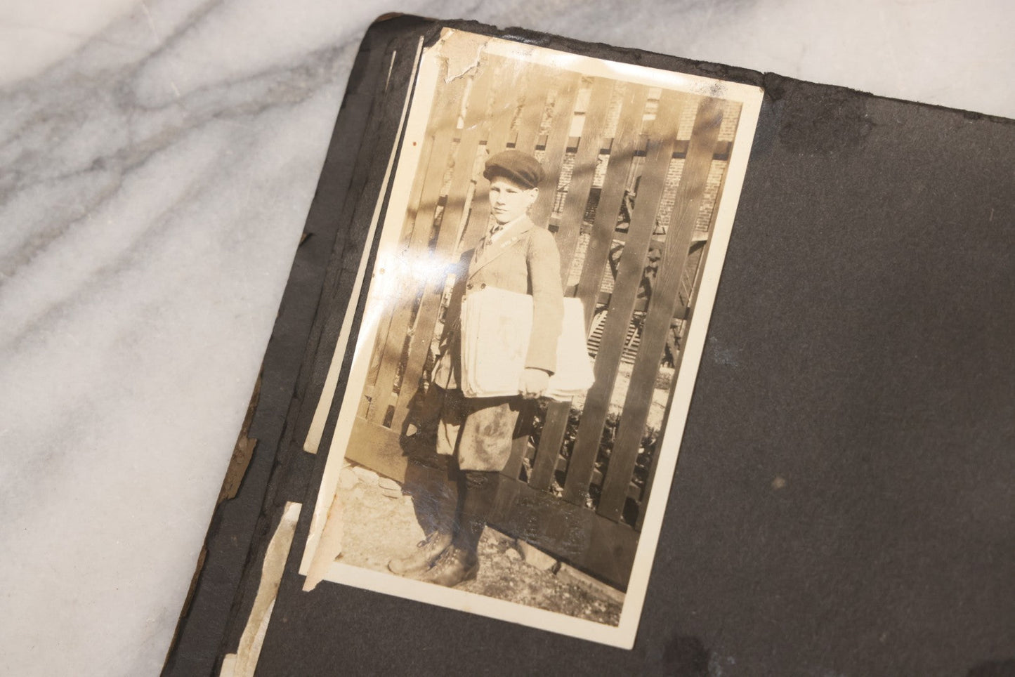 Lot 069 - Antique Snapshot Photograph Album With 100+ Images Circa 1920-1930 Including Beach Scenes In Period Swimwear, Cats And Kittens, Young Boy With American Flag, And Mechanic Working On Early Automobile