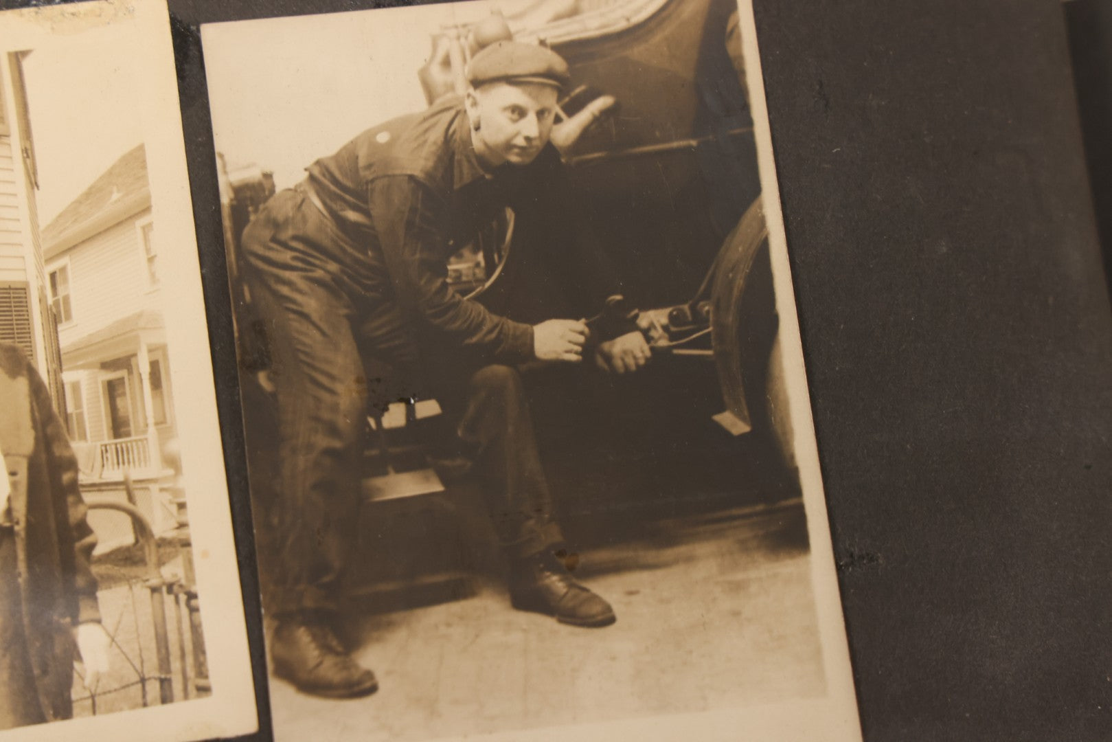 Lot 069 - Antique Snapshot Photograph Album With 100+ Images Circa 1920-1930 Including Beach Scenes In Period Swimwear, Cats And Kittens, Young Boy With American Flag, And Mechanic Working On Early Automobile