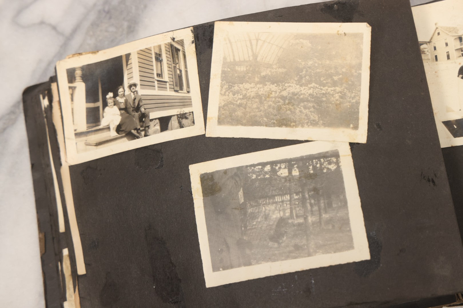 Lot 069 - Antique Snapshot Photograph Album With 100+ Images Circa 1920-1930 Including Beach Scenes In Period Swimwear, Cats And Kittens, Young Boy With American Flag, And Mechanic Working On Early Automobile