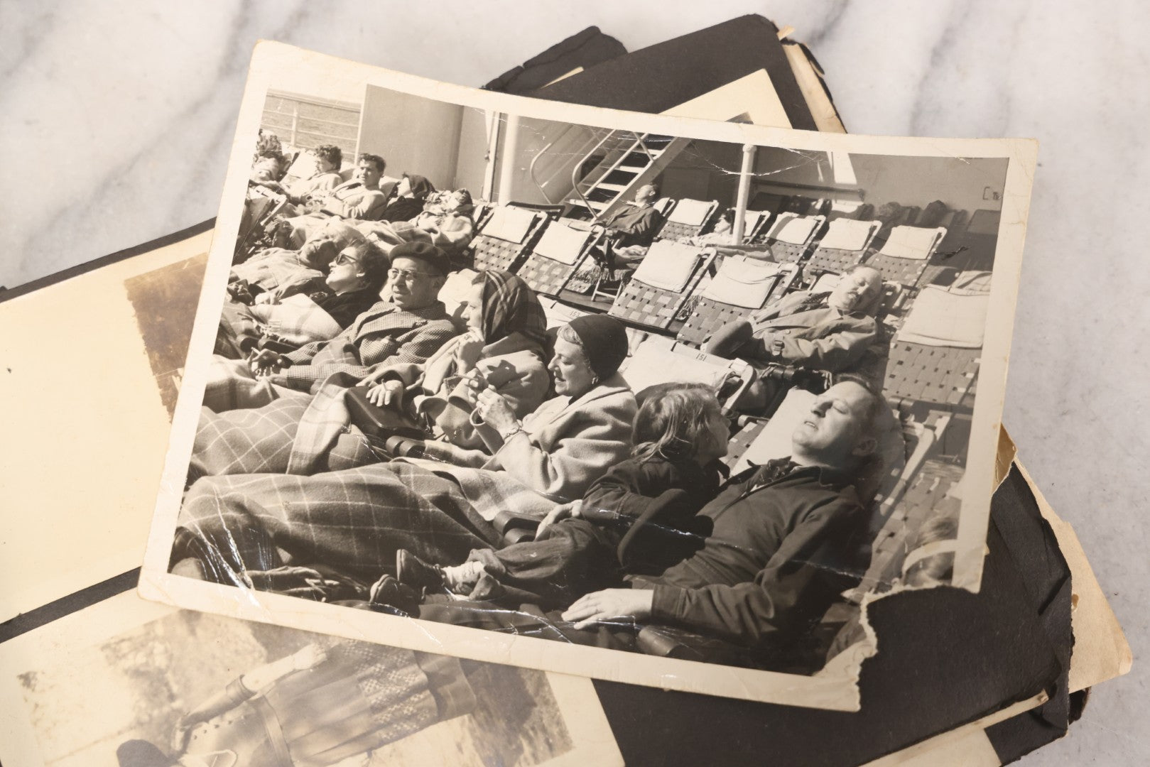 Lot 069 - Antique Snapshot Photograph Album With 100+ Images Circa 1920-1930 Including Beach Scenes In Period Swimwear, Cats And Kittens, Young Boy With American Flag, And Mechanic Working On Early Automobile
