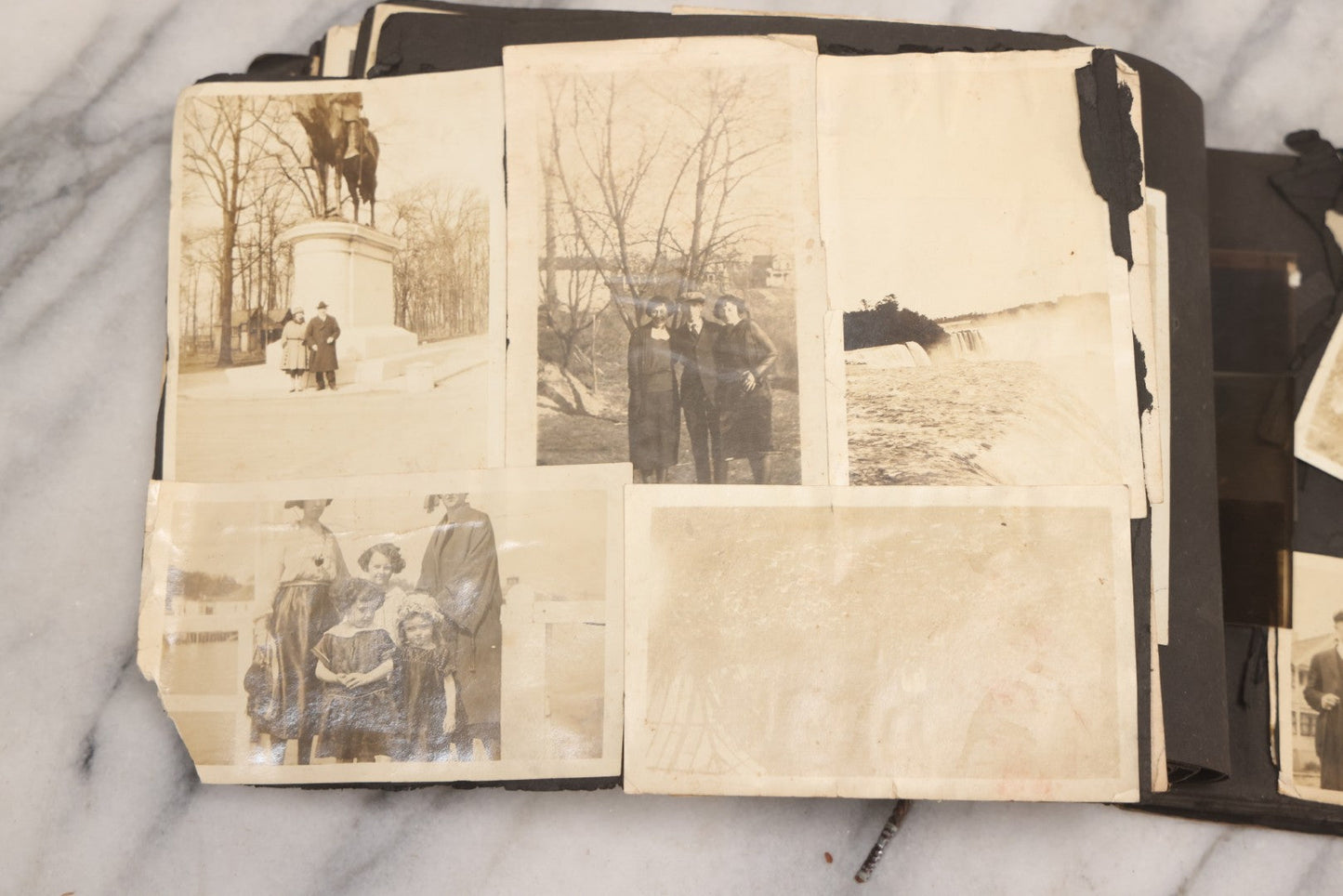 Lot 069 - Antique Snapshot Photograph Album With 100+ Images Circa 1920-1930 Including Beach Scenes In Period Swimwear, Cats And Kittens, Young Boy With American Flag, And Mechanic Working On Early Automobile