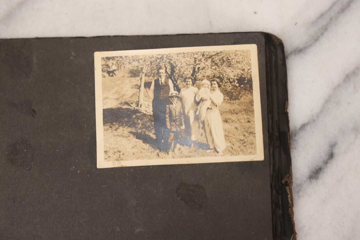 Lot 069 - Antique Snapshot Photograph Album With 100+ Images Circa 1920-1930 Including Beach Scenes In Period Swimwear, Cats And Kittens, Young Boy With American Flag, And Mechanic Working On Early Automobile
