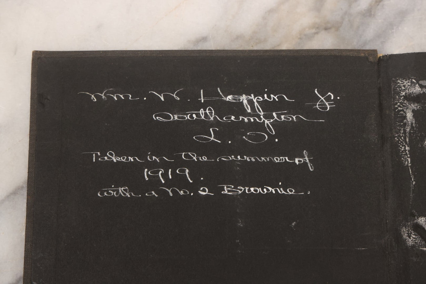 Lot 070 - Antique Snapshot Photograph Album With 25+ Images Taken Summer 1919 With No. 2 Brownie Camera By William W. Hoppkin Jr., Southampton, Long Island, Including Dogs Toto And Tang, "Maidstone", Montauk Light House