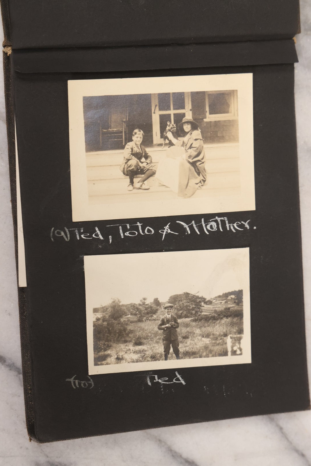 Lot 070 - Antique Snapshot Photograph Album With 25+ Images Taken Summer 1919 With No. 2 Brownie Camera By William W. Hoppkin Jr., Southampton, Long Island, Including Dogs Toto And Tang, "Maidstone", Montauk Light House