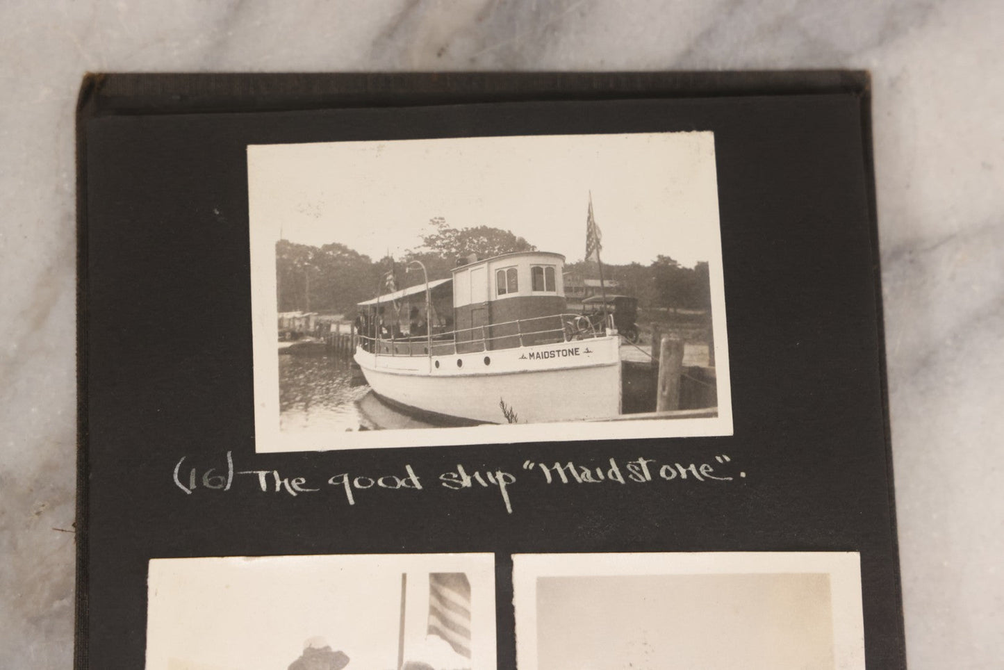 Lot 070 - Antique Snapshot Photograph Album With 25+ Images Taken Summer 1919 With No. 2 Brownie Camera By William W. Hoppkin Jr., Southampton, Long Island, Including Dogs Toto And Tang, "Maidstone", Montauk Light House