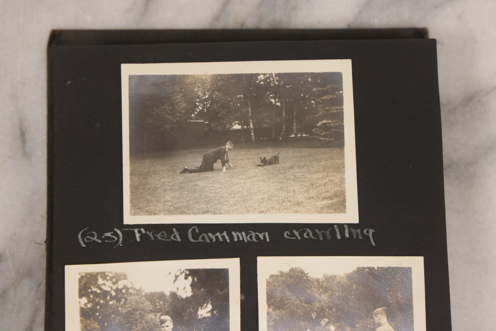 Lot 070 - Antique Snapshot Photograph Album With 25+ Images Taken Summer 1919 With No. 2 Brownie Camera By William W. Hoppkin Jr., Southampton, Long Island, Including Dogs Toto And Tang, "Maidstone", Montauk Light House