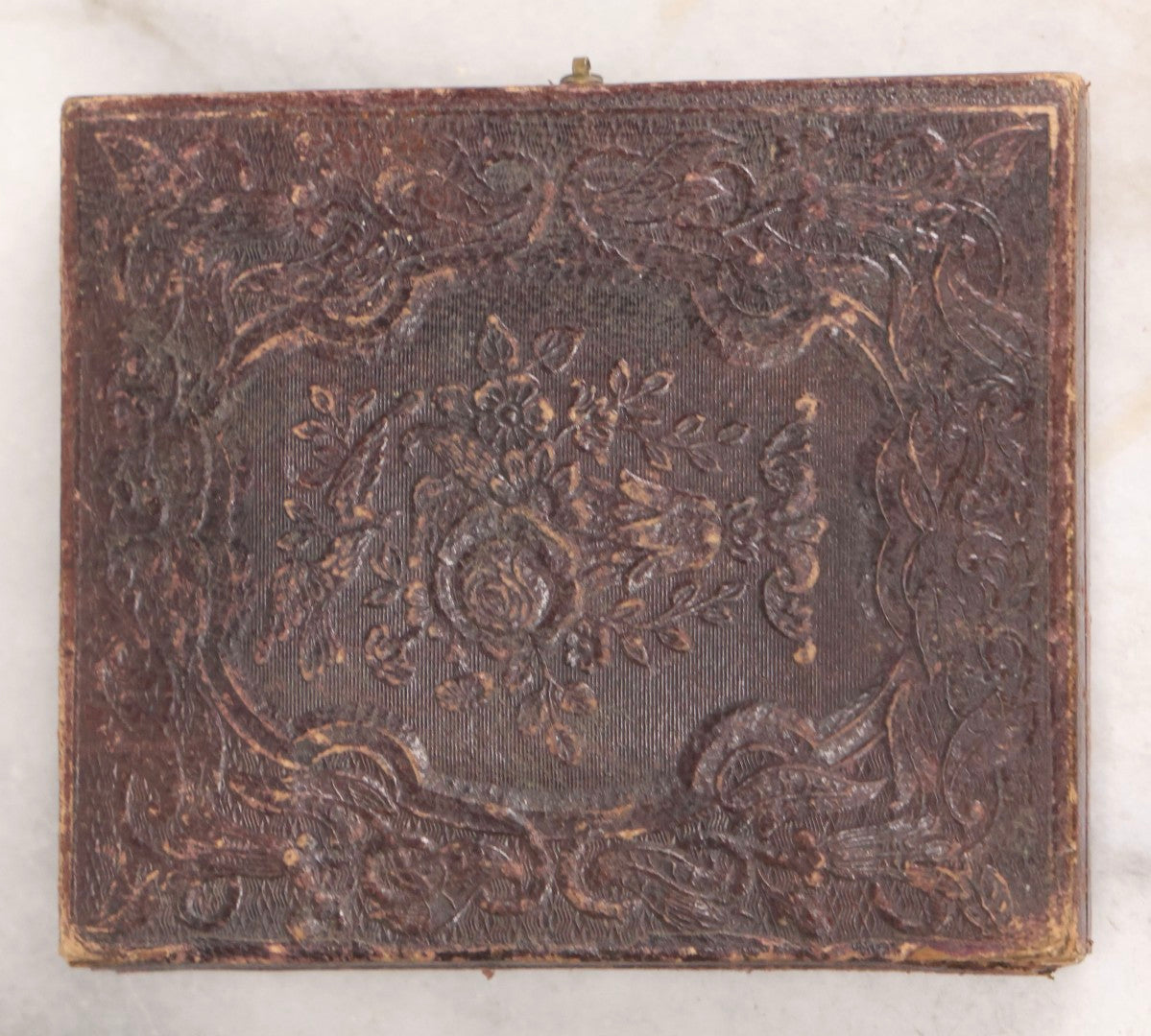 Lot 071 - Antique 1/6th Plate Ambrotype Photograph Of Young Man With Freckles Wearing Top Hat, In Full Leatherette Case, Photographed By S. F. Sterlin, Vermont