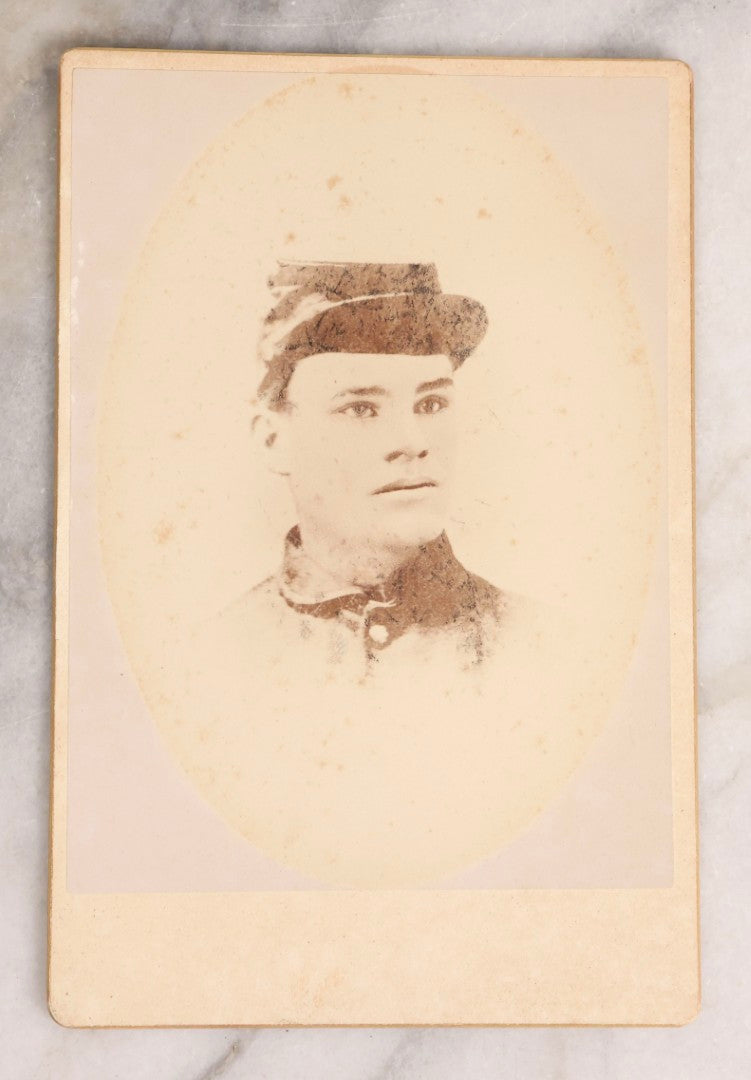 Lot 077 - Antique Civil War–Era Cabinet Card Photograph Of Young Union Soldier, Bust Portrait In Forage Cap, Circa 1860s