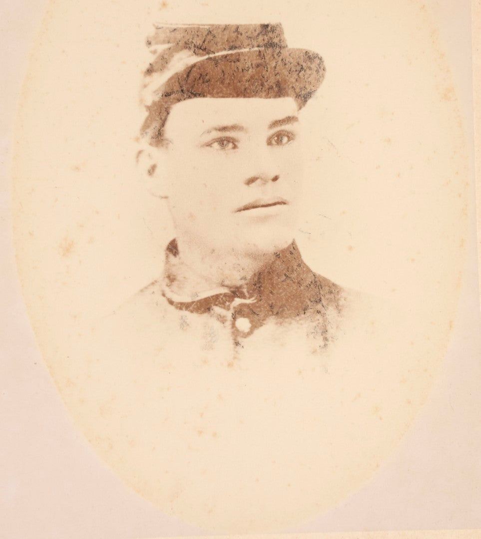 Lot 077 - Antique Civil War–Era Cabinet Card Photograph Of Young Union Soldier, Bust Portrait In Forage Cap, Circa 1860s
