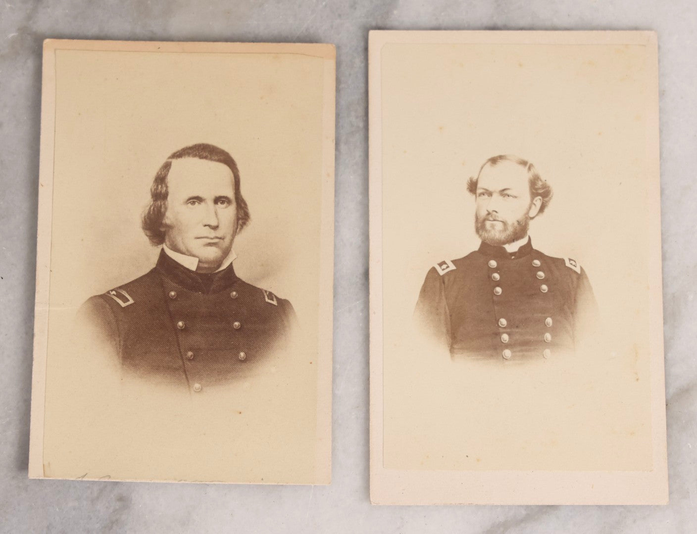 Lot 078 - Pair Of Antique Illustrated Civil War–Era Carte De Visite CDV Filler Cards Depicting Union Generals Henry Wilson And Quincy Adams Gillmore