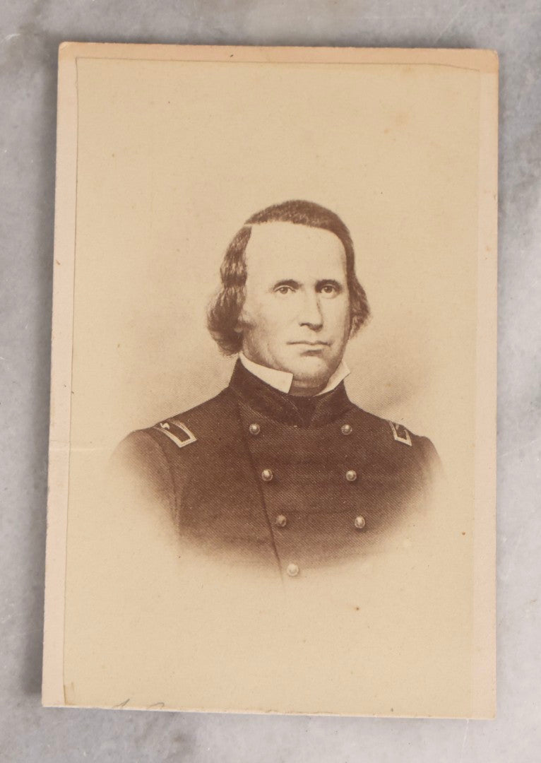 Lot 078 - Pair Of Antique Illustrated Civil War–Era Carte De Visite CDV Filler Cards Depicting Union Generals Henry Wilson And Quincy Adams Gillmore